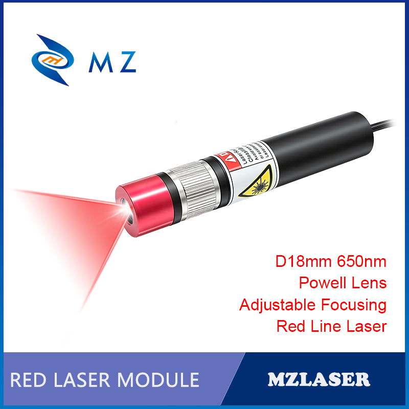 Industrial Laser Line Generator - パウエルレンズ調整可能な焦点距離 D18mm 650nm 20mw 5V 赤色均一ラインレーザーモジュール工業用グレード木工機械用