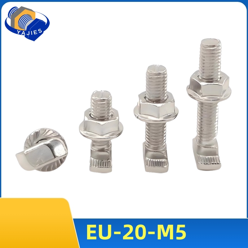 Aluminum T-Slot Profile - 10 セット M5 T ボルトネジと六角フランジナットニッケルメッキ 20