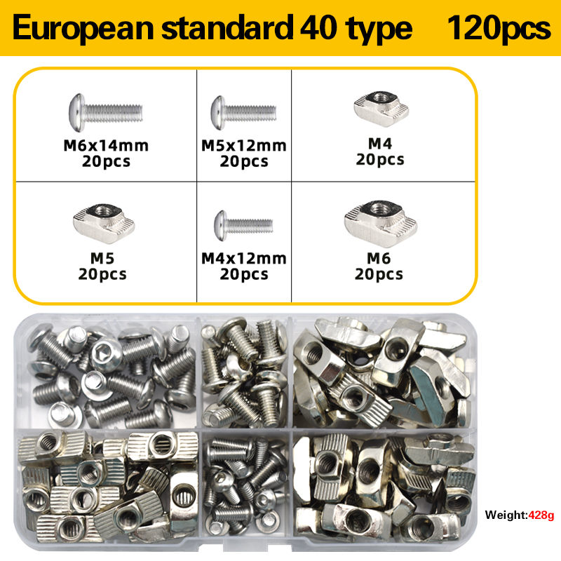 ハンマーヘッドTスロットナットとボルトのセット、六角ネジキッ - Aluminum T-Slot Profile のレビューと価格