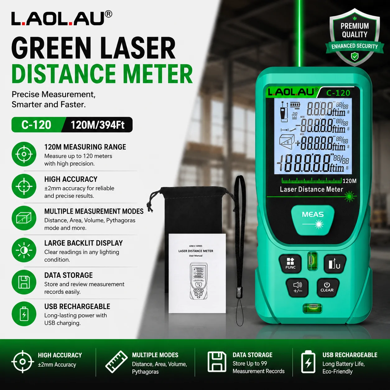 LAOLAU デジタルレーザー距離計赤/緑レーザービームメー - Industrial Laser Rangefinder のレビューと価格