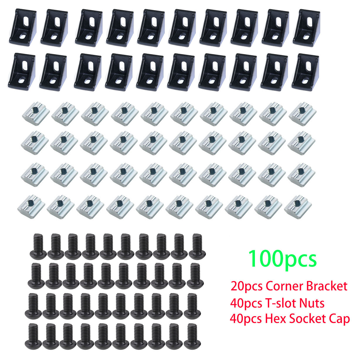 100 個 2020 アルミプロファイルコネクタセット 20 - Aluminum T-Slot Profile のレビューと価格