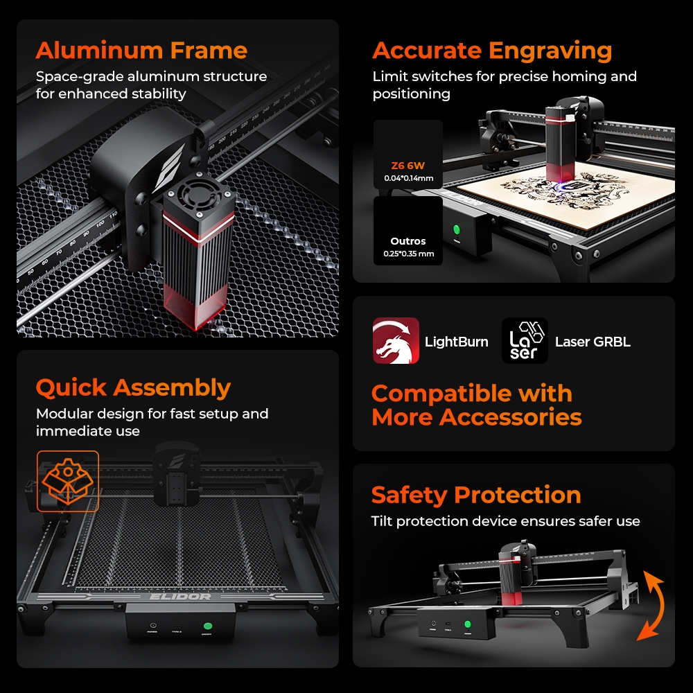 ELIDOR Z6 6W レーザー彫刻機・切断機 CNC ダ - Industrial Handheld Laser Engraver のレビューと価格