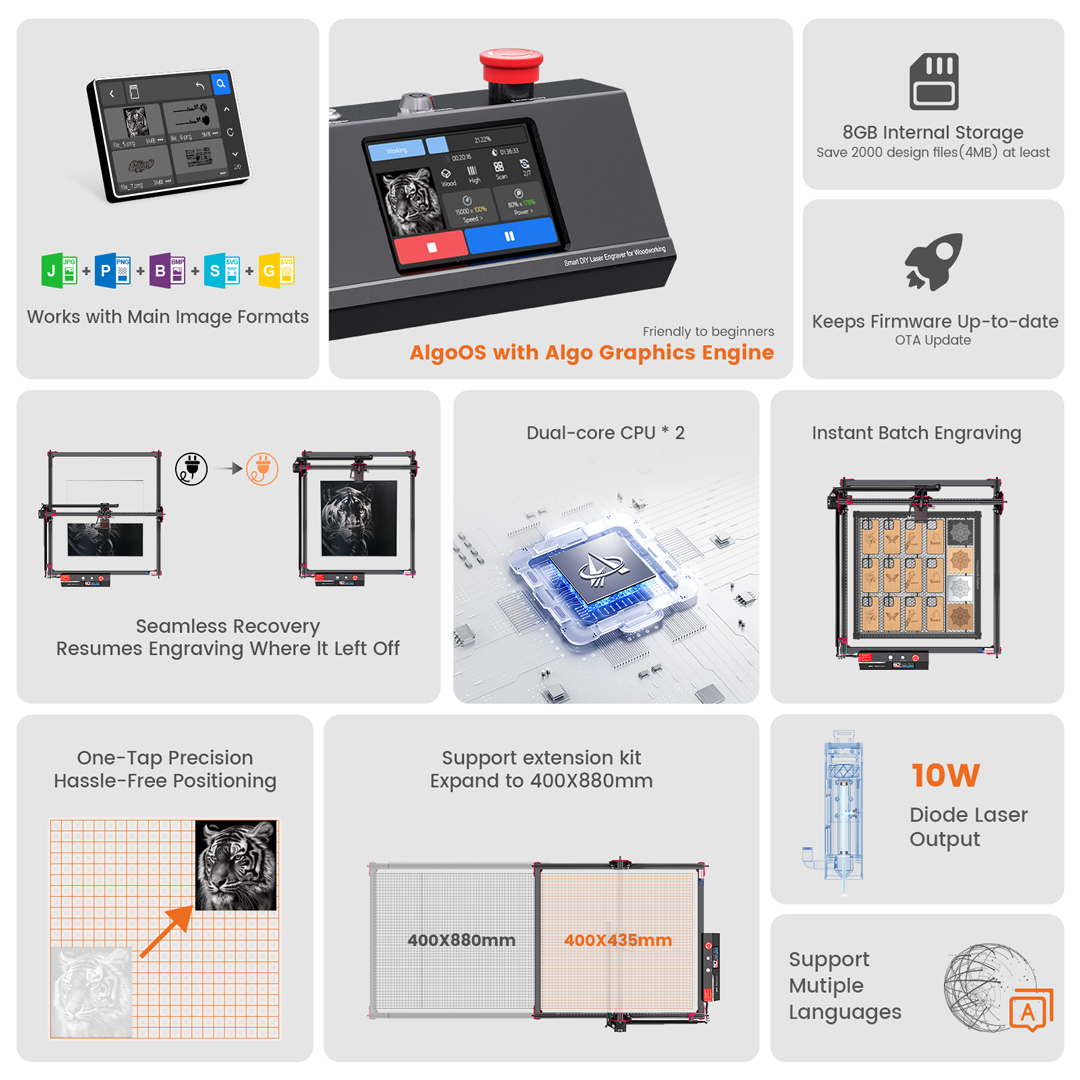 AlgoLaser DIYキット MK2 10Wレーザー彫刻 - Industrial Handheld Laser Engraver のレビューと価格